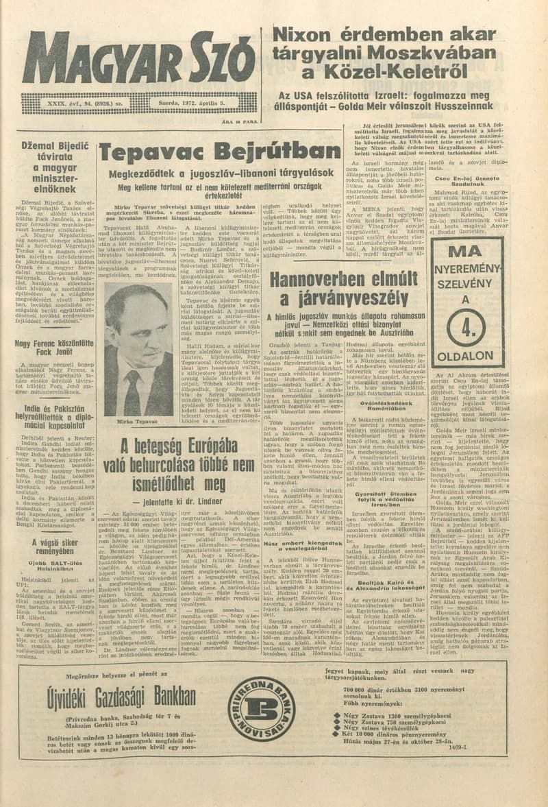 Magyar Szó, 29. évf. 1972. április 5. 94. sz. 1–20. oldal