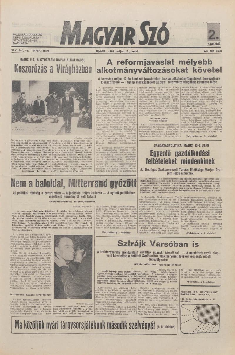 Magyar Szó, 45. évf. 1988. május 10. 127. sz. 1–20. oldal