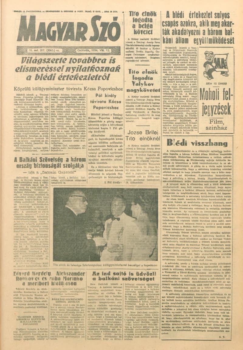 Magyar Szó, 11. évf. 1954. augusztus 12. 217. sz. 1–8. oldal