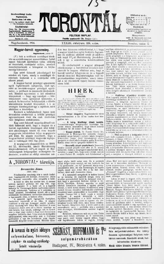 Torontál, 33. évf. 1904. június 18. 138. sz.