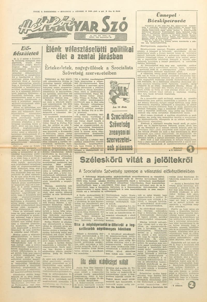 Magyar Szó, 10. évf. 1953. augusztus 10. 218. sz. 1–8. oldal