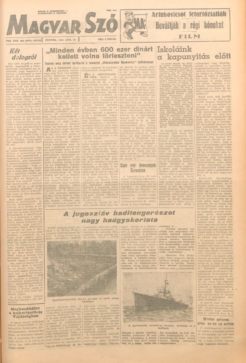 Magyar Szó, 8. évf. 1951. augusztus 31. 206. sz. 1–4. oldal