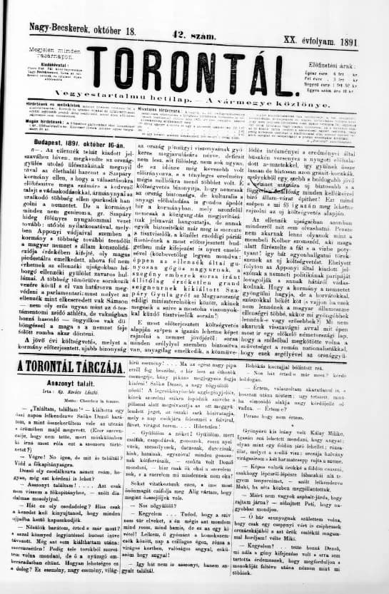 Torontál, 20. évf. 1891. október 18. 42. sz.