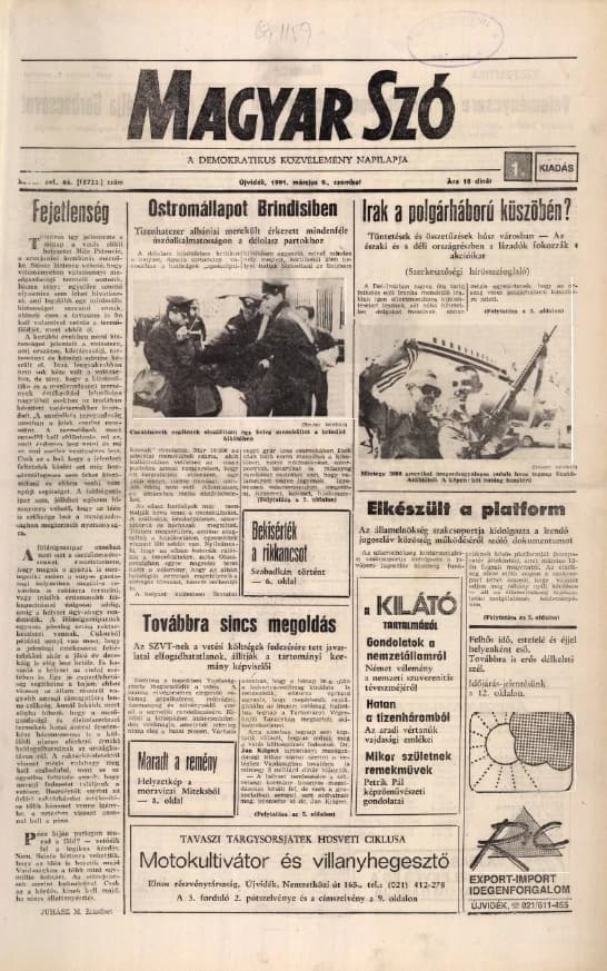 Magyar Szó, 48. évf. 1991. március 9. 66. sz. 1–24. oldal