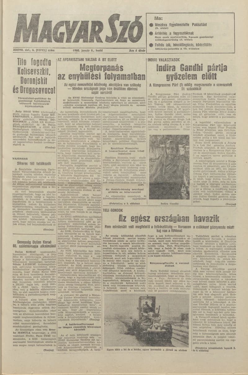Magyar Szó, 37. évf. 1980. január 8. 6. sz. 1–20. oldal