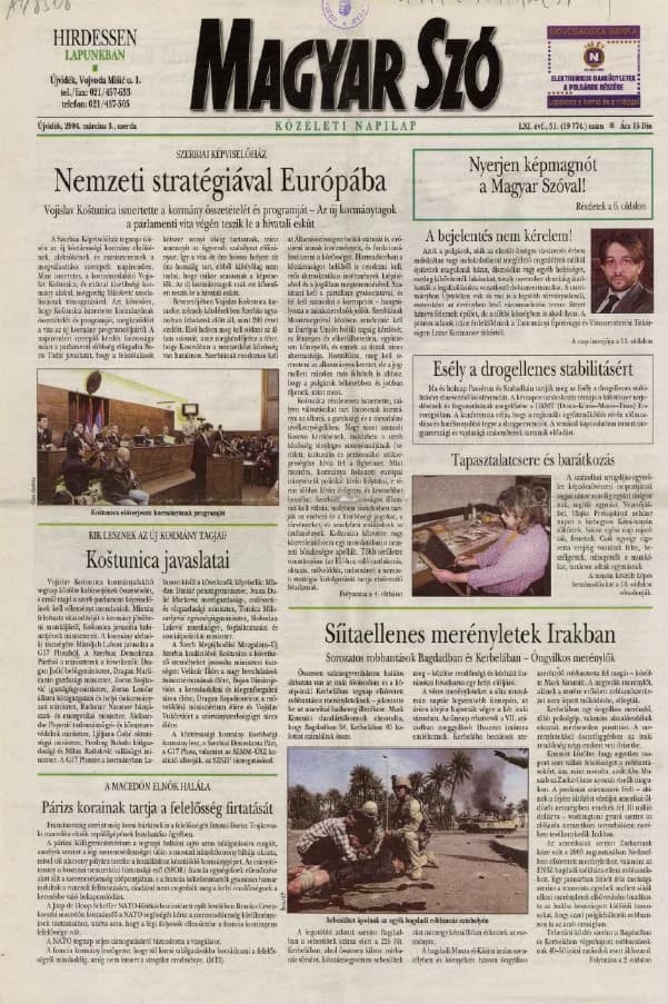 Magyar Szó, 61. évf. 2004. március 3. 51. sz. 1–20. oldal