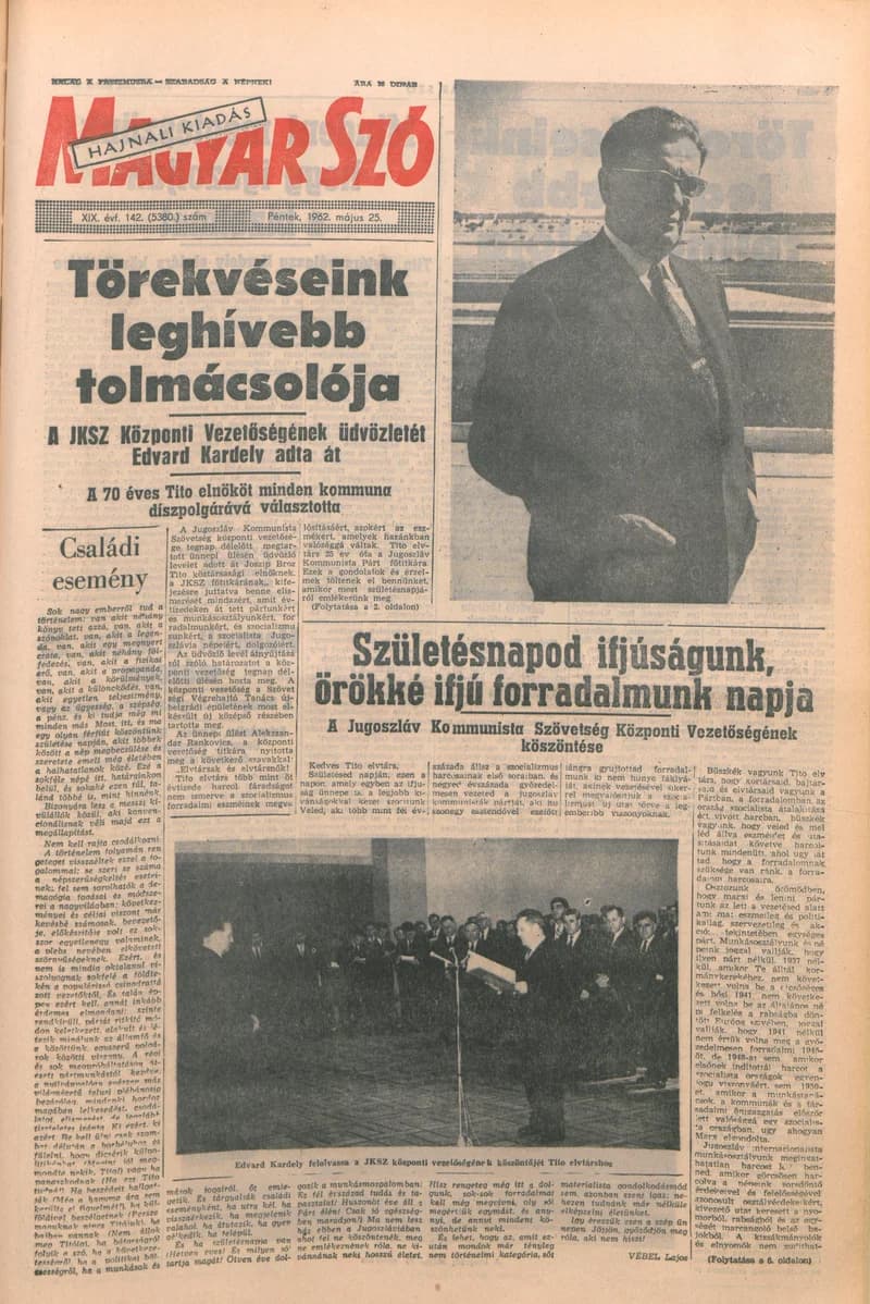 Magyar Szó, 19. évf. 1962. május 25. 142. sz. 1–16. oldal