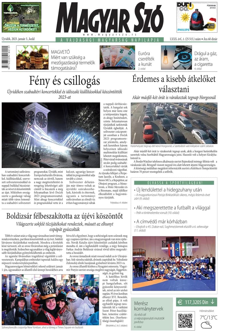 Magyar Szó, 80. évf. 2023. január 3. 1. sz. 1–16. oldal