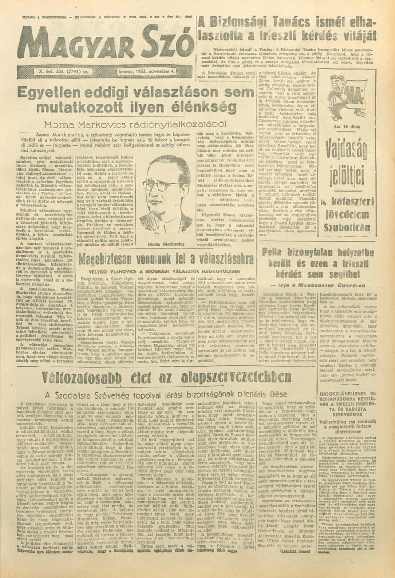 Magyar Szó, 10. évf. 1953. november 4. 304. sz. 1–10. oldal