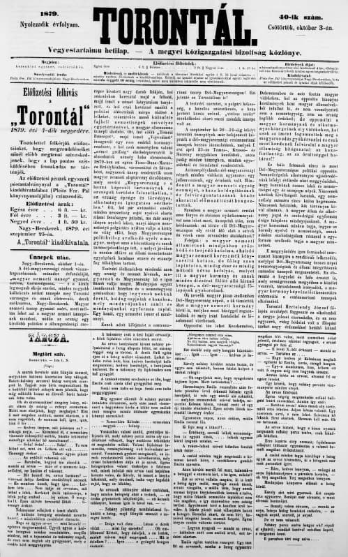 Torontál, 8. évf. 1879. október 3. 40. sz.