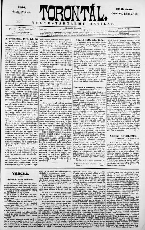 Torontál, 5. évf. 1876. július 27. 30. sz.