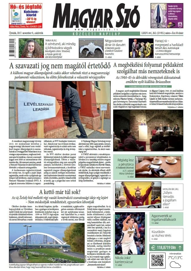 Magyar Szó, 74. évf. 2017. november 9. 262. sz. 1–20. oldal