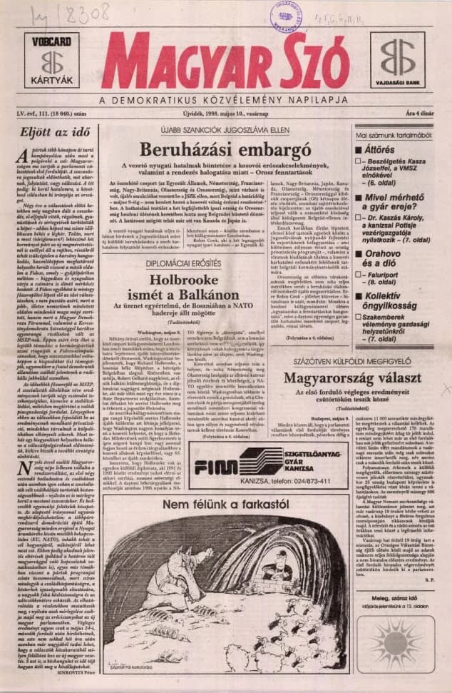 Magyar Szó, 55. évf. 1998. május 10. 111. sz. 1–24. oldal