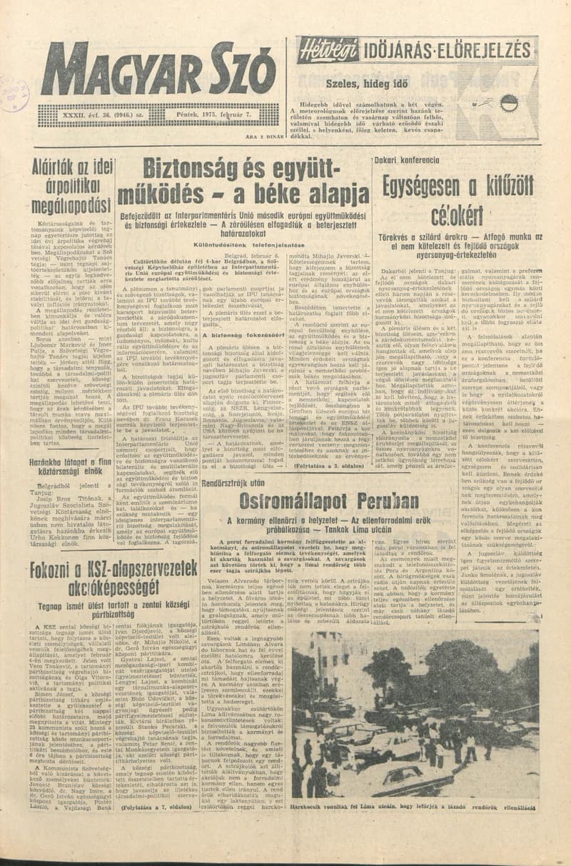 Magyar Szó, 32. évf. 1975. február 7. 36. sz.