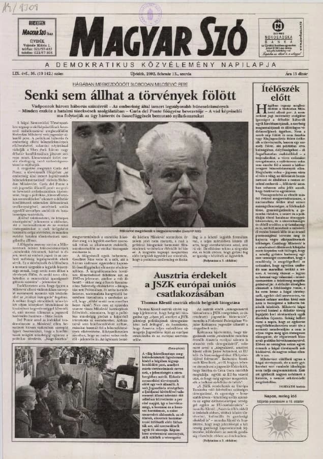 Magyar Szó, 59. évf. 2002. február 13. 36. sz. 1–16. oldal