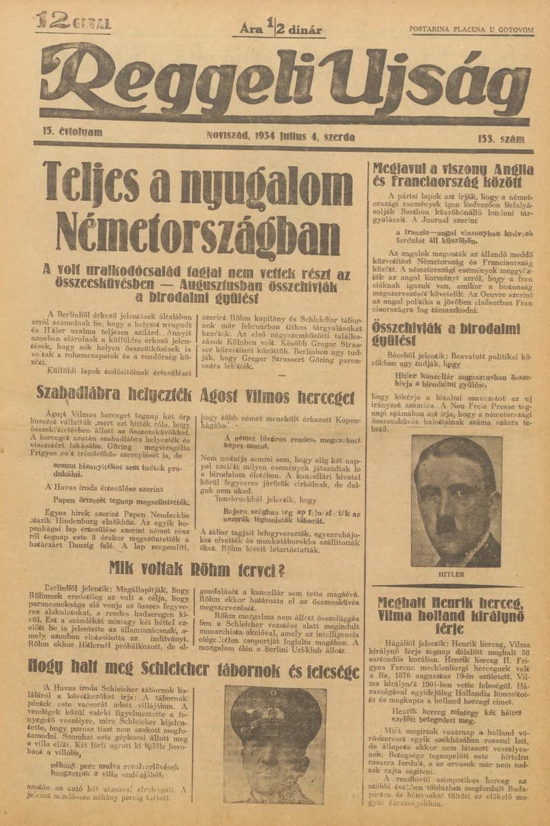 Reggeli Újság, 15. évf. 1934. július 4. 153. sz.