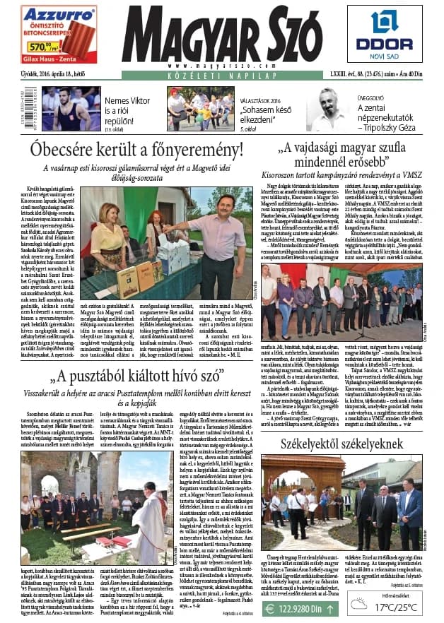 Magyar Szó, 73. évf. 2016. április 18. 88. sz. 1–20. oldal