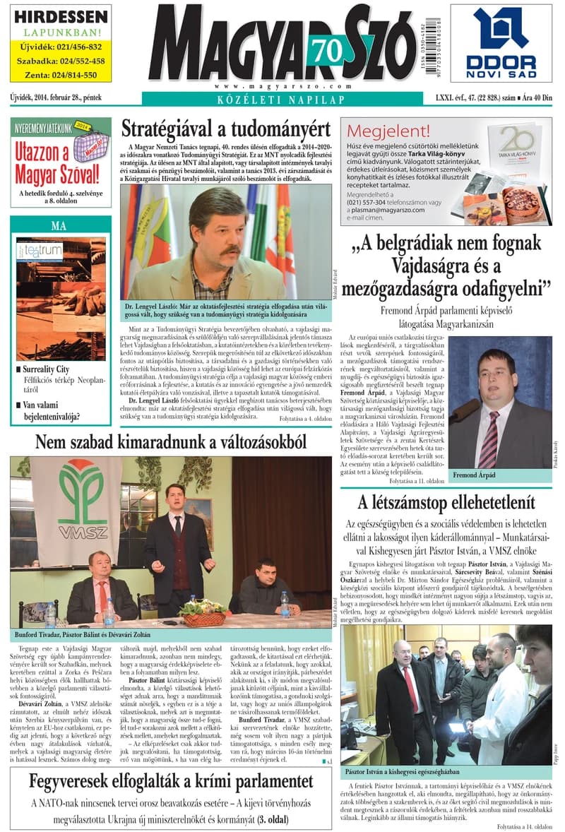 Magyar Szó, 71. évf. 2014. február 28. 47. sz. 1–16. oldal
