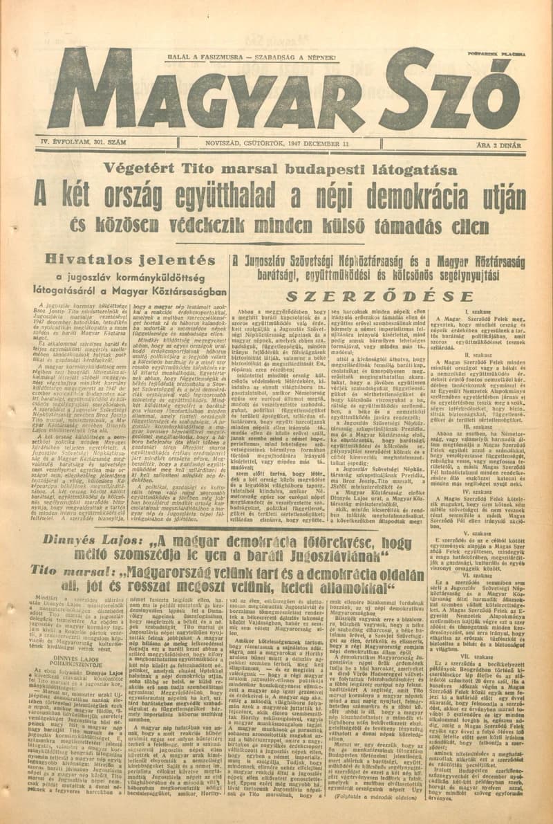 Magyar Szó, 4. évf. 1947. december 11. 301. sz. 1–8. oldal