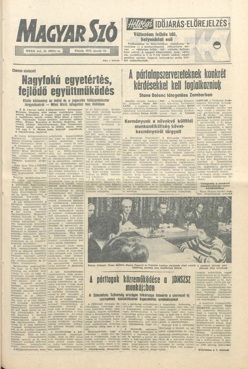 Magyar Szó, 32. évf. 1975. január 24. 22. sz.