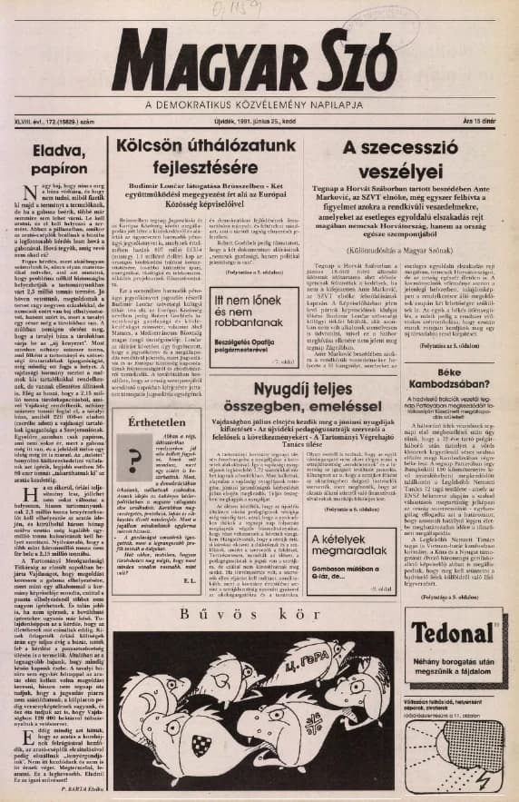 Magyar Szó, 48. évf. 1991. június 25. 172. sz. 1–20. oldal