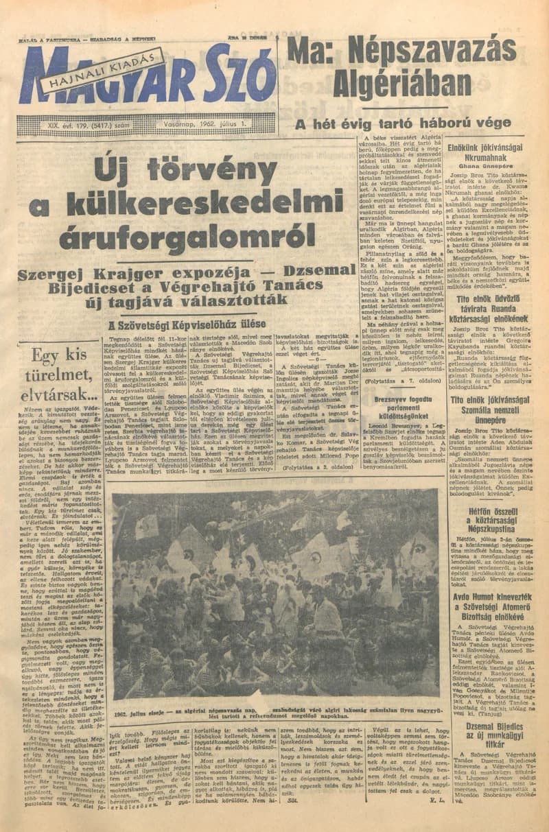 Magyar Szó, 19. évf. 1962. július 1. 179. sz. 1–24. oldal