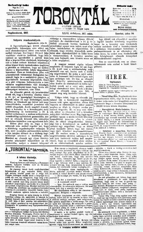 Torontál, 26. évf. 1897. július 24. 167. sz.
