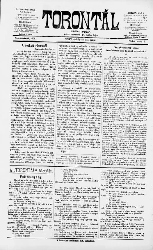 Torontál, 29. évf. 1900. május 18. 115. sz.