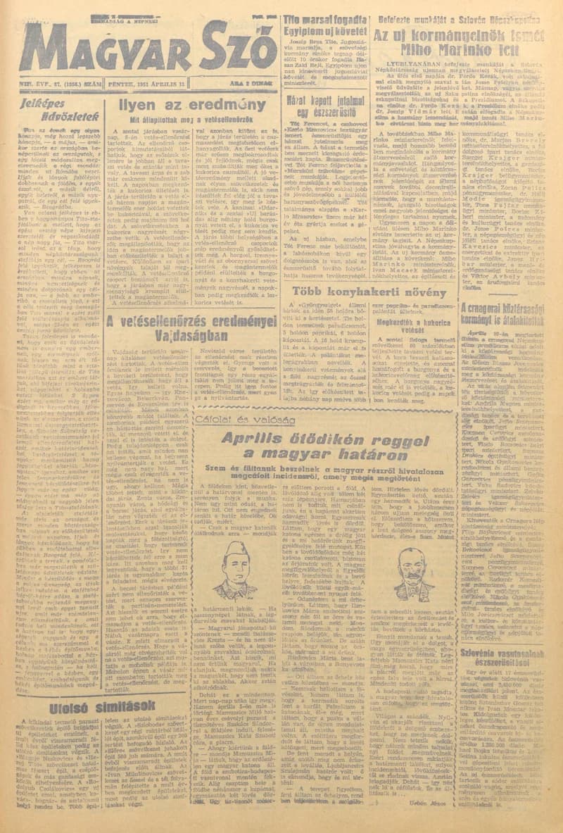 Magyar Szó, 8. évf. 1951. április 13. 87. sz. 1–4. oldal