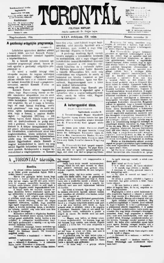 Torontál, 35. évf. 1906. november 30. 274. sz.
