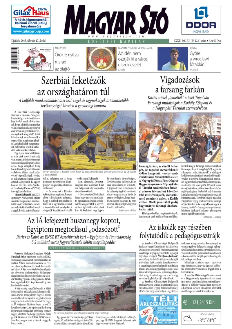 Magyar Szó, 72. évf. 2015. február 17. 37. sz. 1–20. oldal