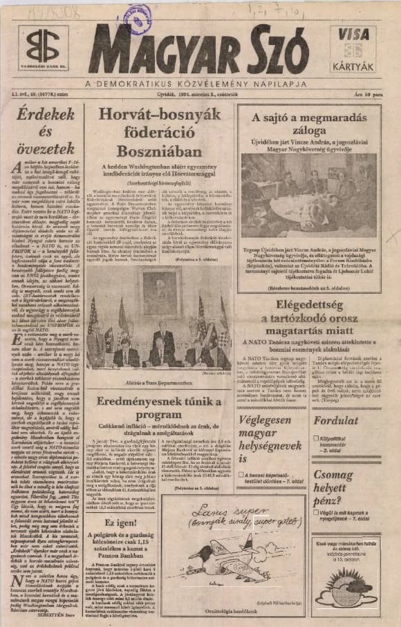 Magyar Szó, 51. évf. 1994. március 3. 49. sz. 1–16. oldal