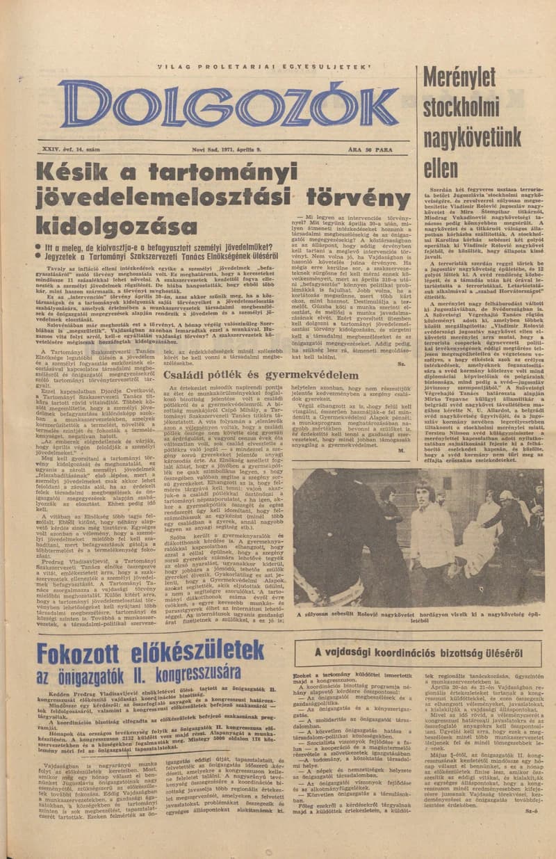 Dolgozók, 25. évf. 1971. április 9. 14. sz.