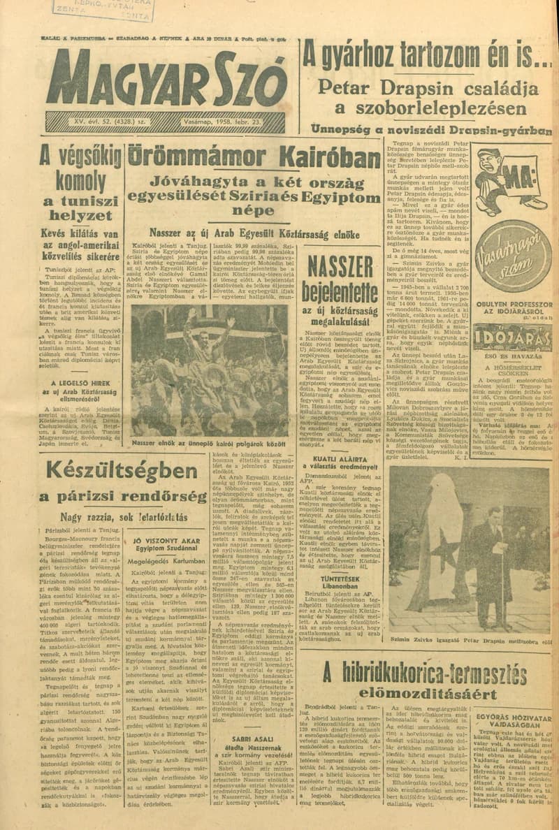 Magyar Szó, 15. évf. 1958. február 23. 52. sz. 1–14. oldal