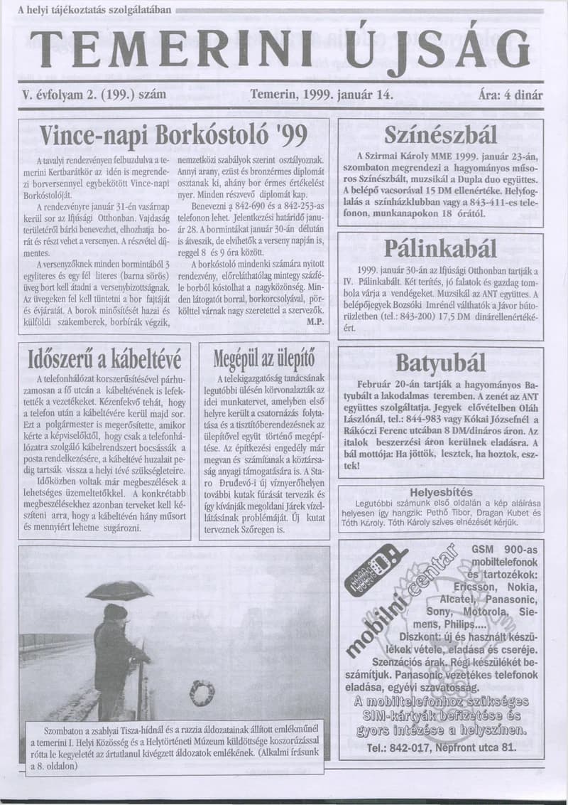 Temerini Újság, 5. évf. 1999. január 14. 2. sz.