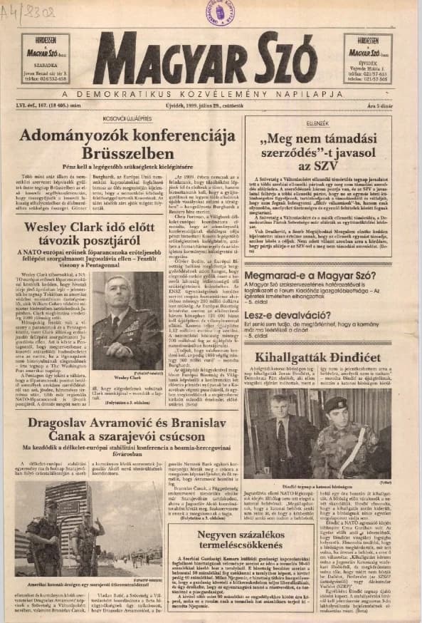 Magyar Szó, 56. évf. 1999. július 29. 167. sz. 1–16. oldal