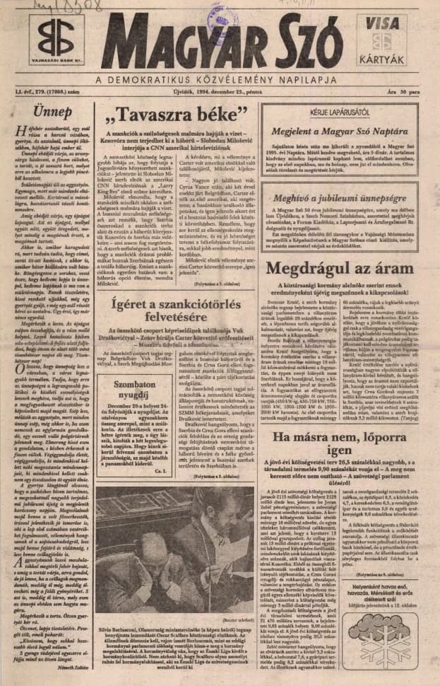 Magyar Szó, 51. évf. 1994. december 23. 279. sz. 1–16. oldal