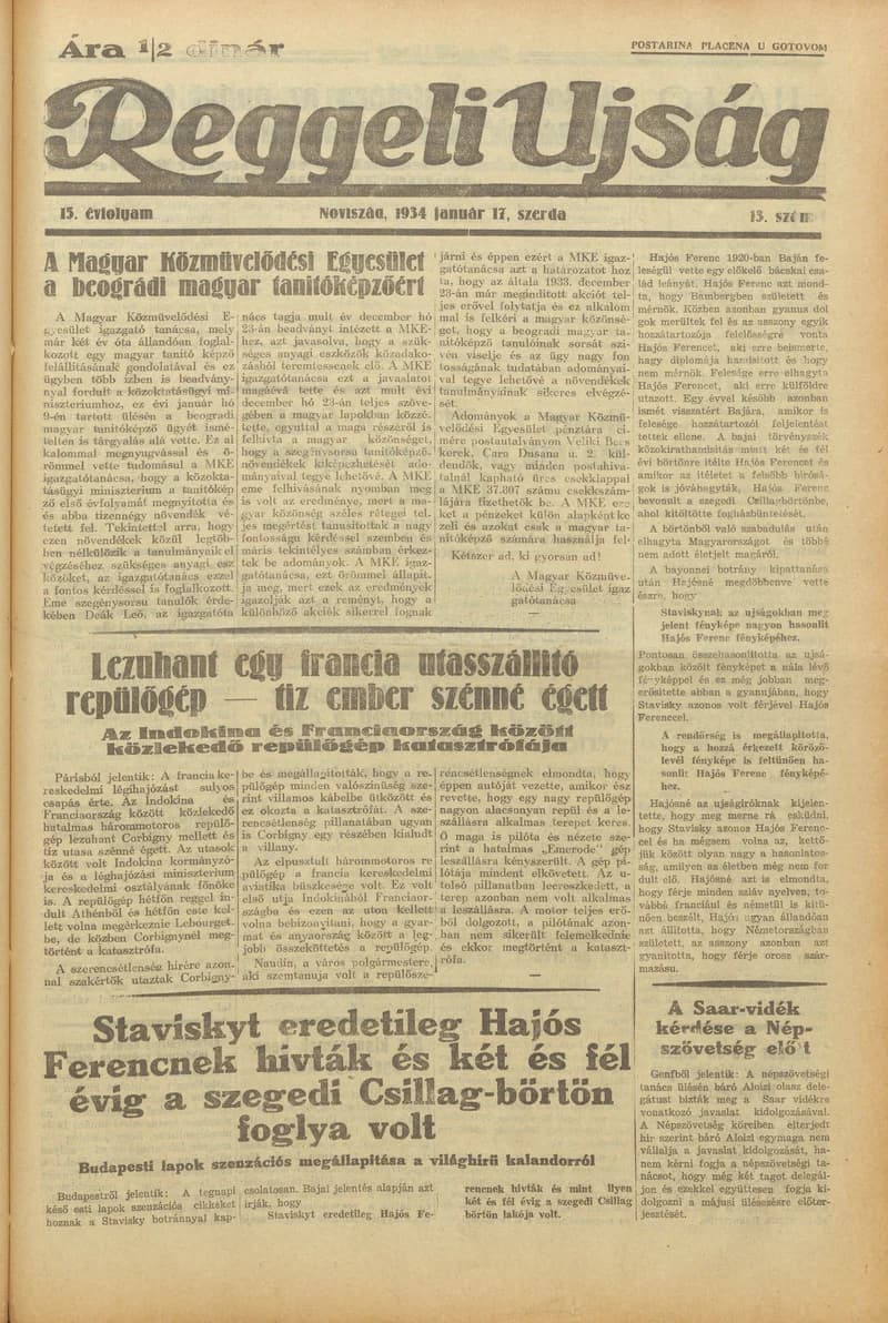 Reggeli Újság, 15. évf. 1934. január 17. 13. sz.