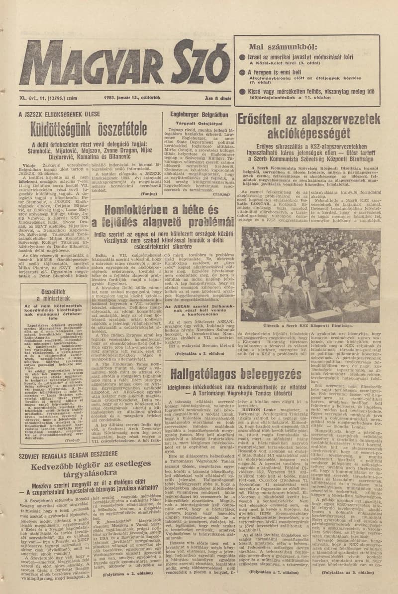 Magyar Szó, 40. évf. 1983. január 13. 11. sz. 1–24. oldal