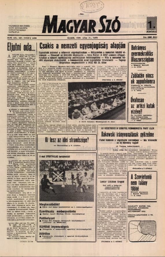 Magyar Szó, 46. évf. 1989. július 31. 207. sz. 1–20. oldal