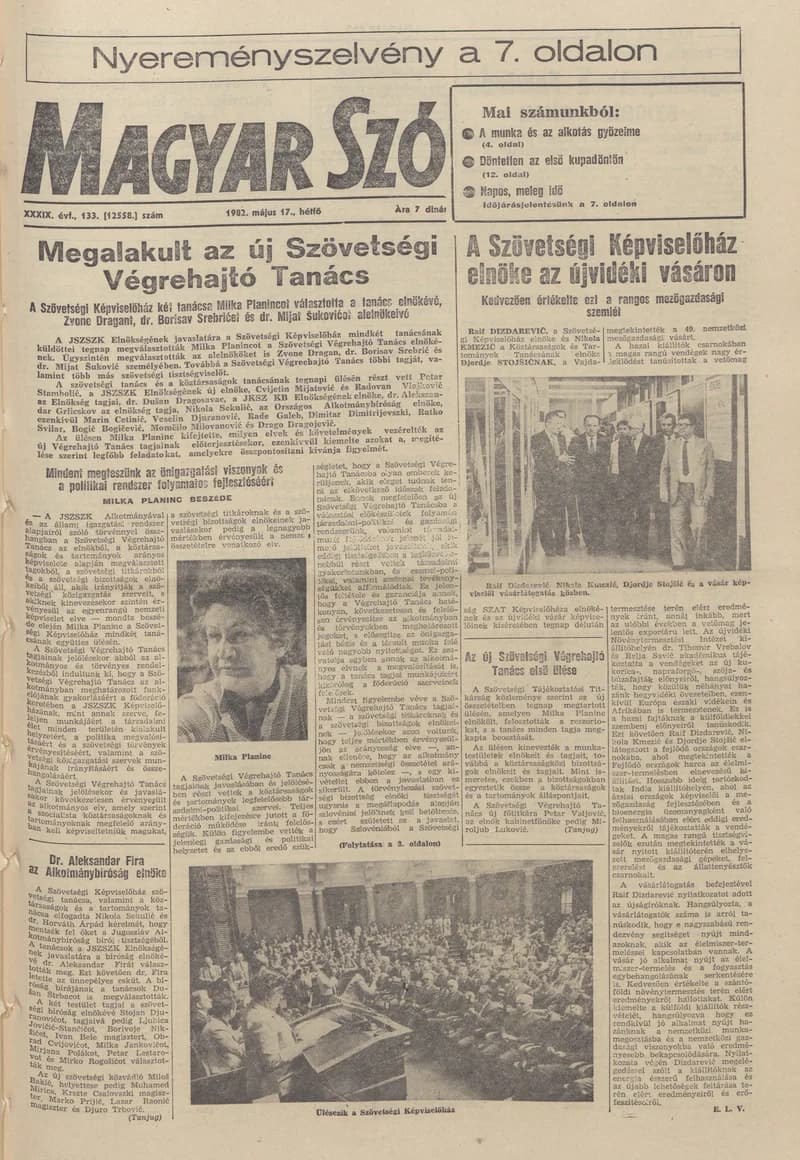 Magyar Szó, 39. évf. 1982. május 17. 133. sz. 1–24. oldal