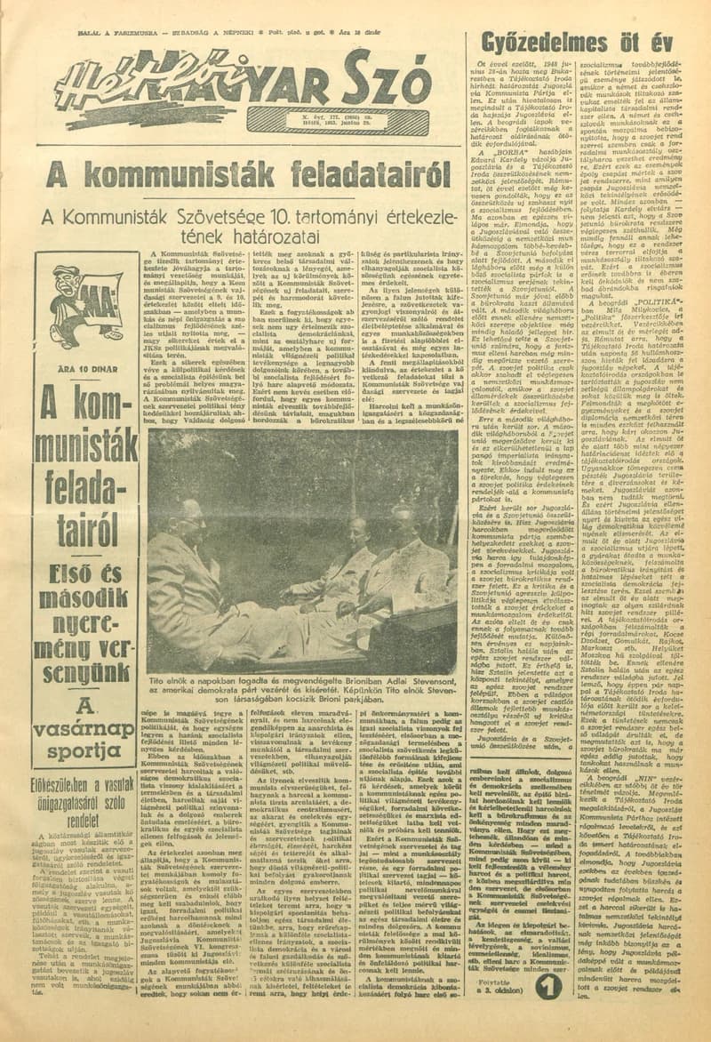Magyar Szó, 10. évf. 1953. június 29. 177. sz. 1–8. oldal