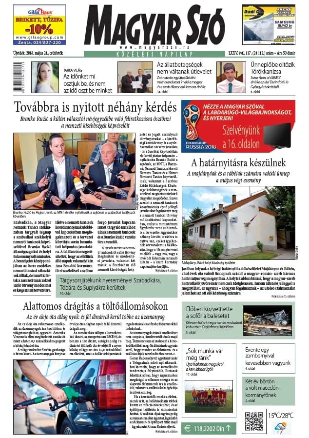 Magyar Szó, 75. évf. 2018. május 24. 117. sz. 1–20. oldal