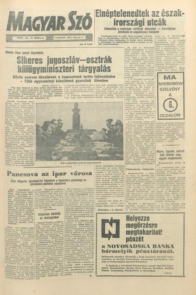Magyar Szó, 29. évf. 1972. február 3. 32. sz. 1–20. oldal