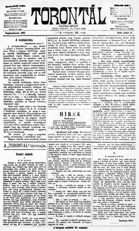 Torontál, 27. évf. 1898. június 14. 133. sz.
