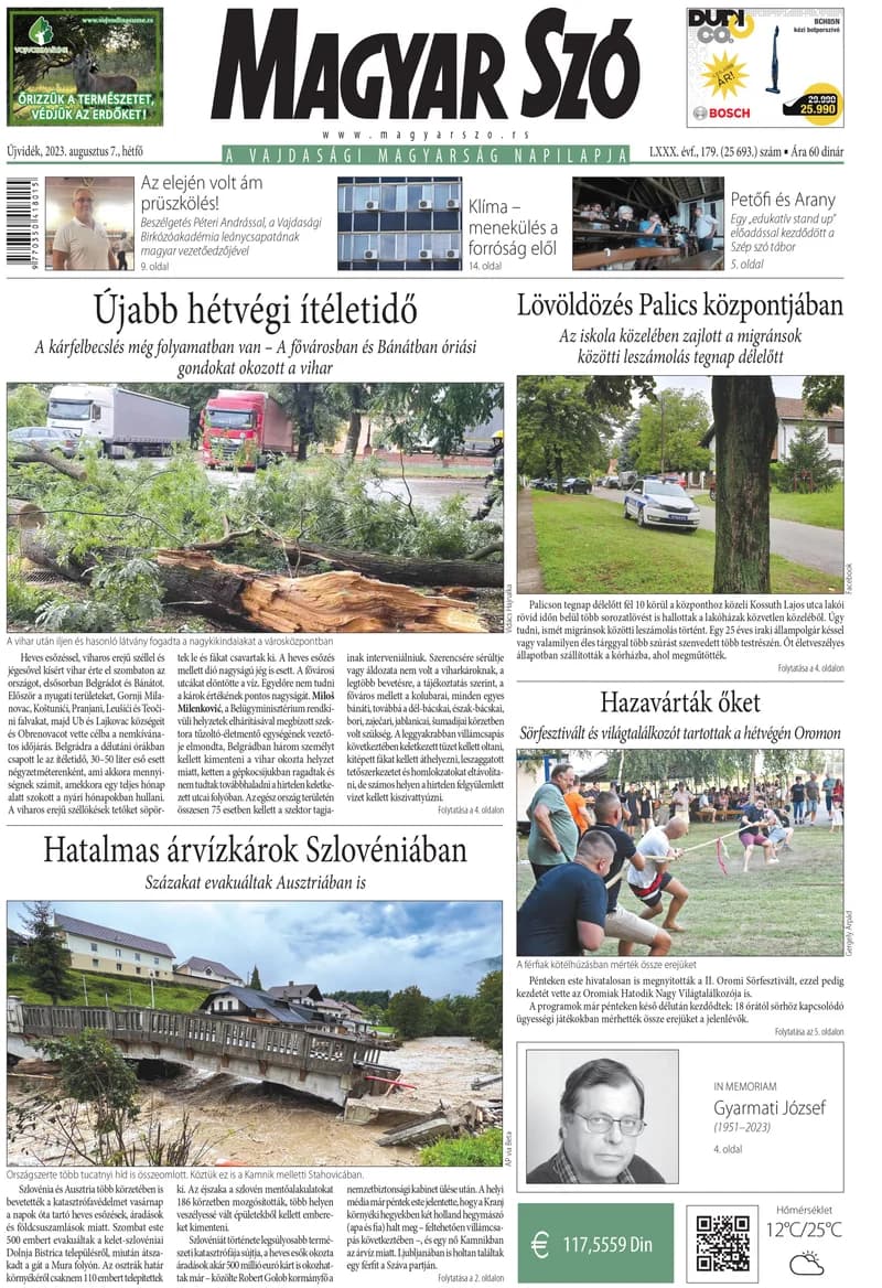 Magyar Szó, 80. évf. 2023. augusztus 7. 179. sz. 1–16. oldal