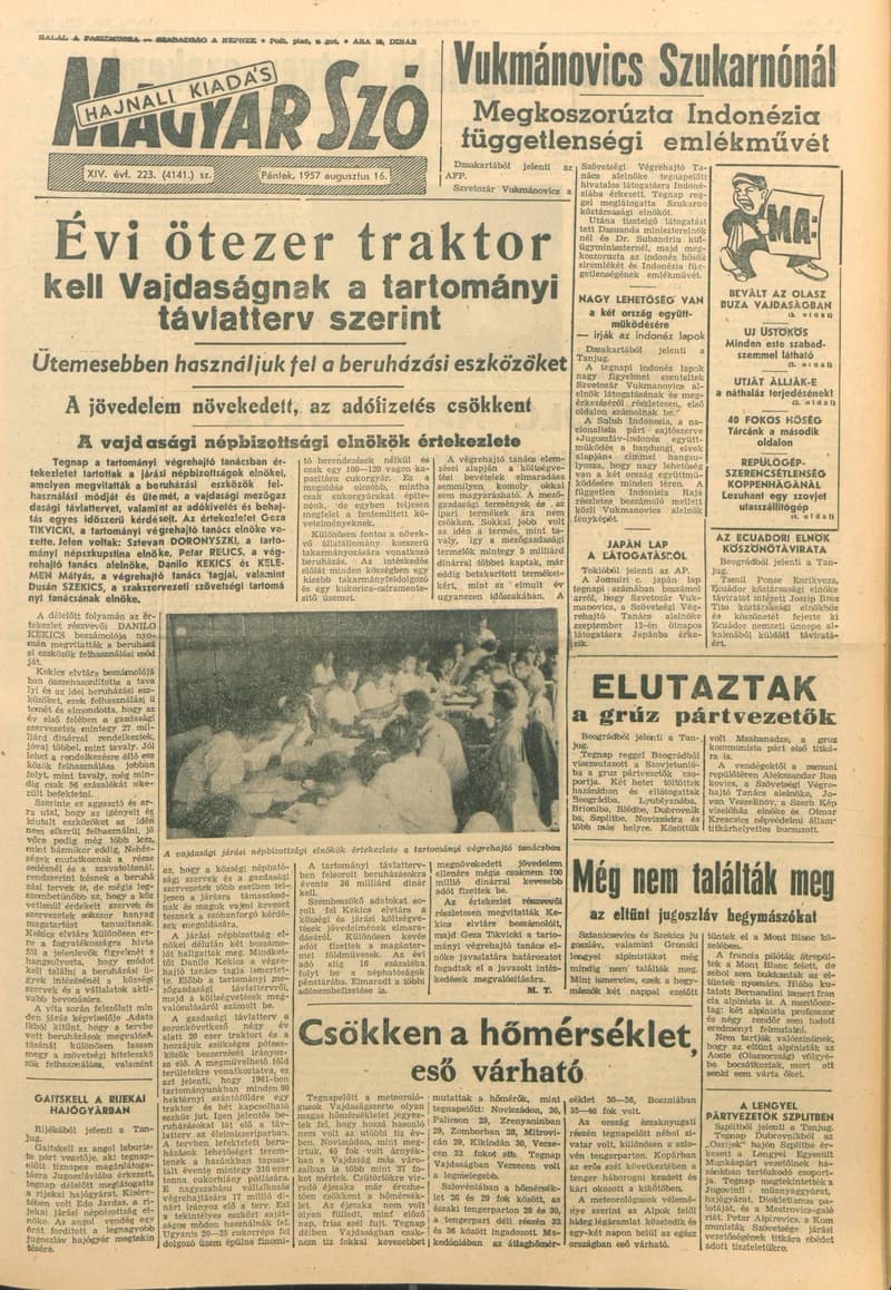 Magyar Szó, 14. évf. 1957. augusztus 16. 223. sz. 1–14. oldal