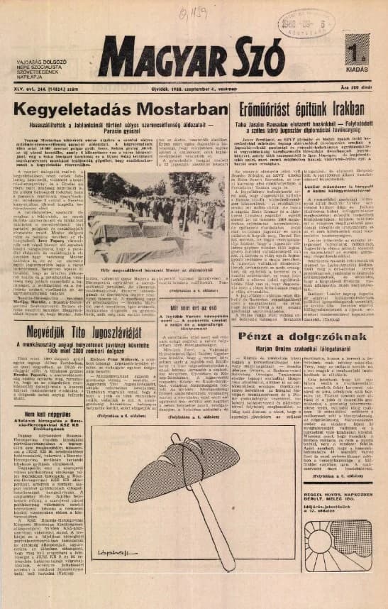 Magyar Szó, 45. évf. 1988. szeptember 4. 244. sz.