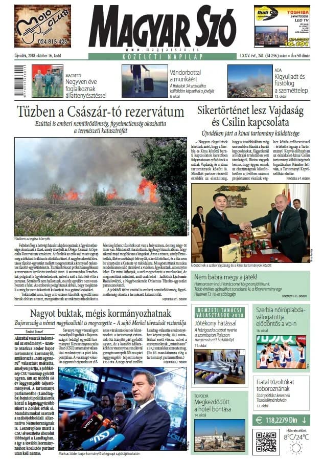 Magyar Szó, 75. évf. 2018. október 16. 241. sz. 1–20. oldal