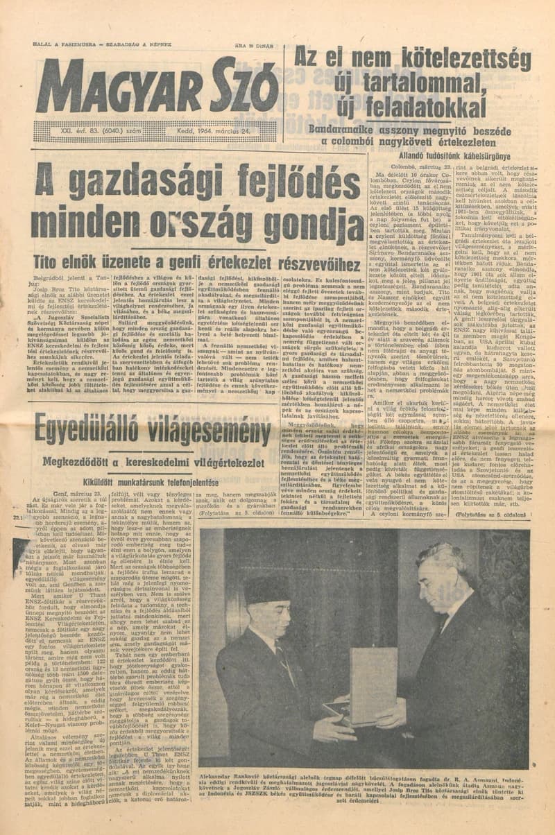 Magyar Szó, 21. évf. 1964. március 24. 83. sz. 1–16. oldal